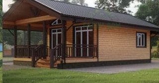 Проект одноэтажного дома из бруса с террасой - Строительство в Стрежевом от Строй-Стж от 135681 руб.